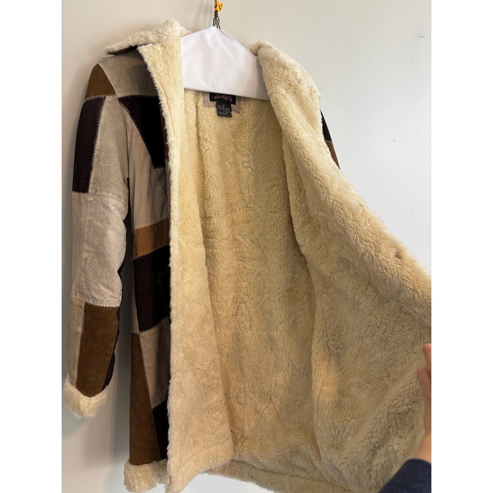 Y2K Tan Brown Suede Patchwork Jacket Leather Indi… - image 7